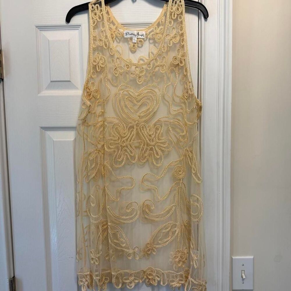 Vintage Pretty Angel gold lace dress